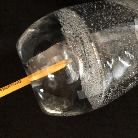 Crystal Hand Blown & Shaped Vase Clear Bubbles Made in Poland - Picture 4 of 8